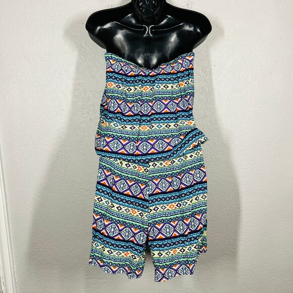 NEW! Grifflin Paris Jumper Romper Casual Shorts Strapless Summer Casual - L - Picture 3 of 5